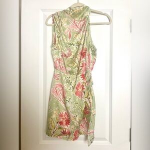 Light green floral silk mini dress! NWT!